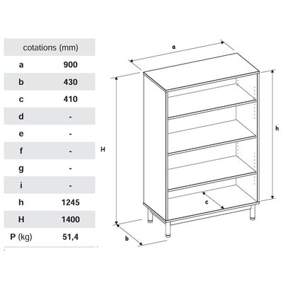 SCOLAIRE - Decouvrir - Bibliothèque PICCOLO 3 tablettes mélaminé - L90xP43xH140 cm - Hêtre miel/gris alu RAL 9006