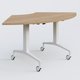 Module 1/4 de couronne de la gamme LEM 120-120 cm. Plateau Noyer et pietement Blanc.