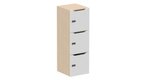 Meuble à cases H.137xL.45xP.50cm - 3 cases H43cm. portes avec découpe en partie haute. serrure à code