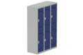 Vestiaire multicases, 3 colonnes L.120cm/6 cases, coffre gris clair/portes bleu foncé