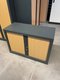 Armoire basse hauteur 70 cm , largeur 100 cm coffre anthracite et rideaux hêtre
