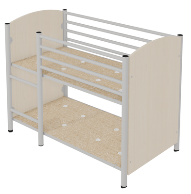 SCOLAIRE - Decouvrir - Lit superposé mobile mélaminé piètement époxy - L127,5xP67xH96,5 cm - Hêtre miel