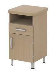 SCOLAIRE - Se Reposer - Chevet DANAÉ SIGNATURE 1 niche 1 tiroir 1 porte mélaminé pièt. époxy - L44xP46xH82 cm - Gris RAL 9006
