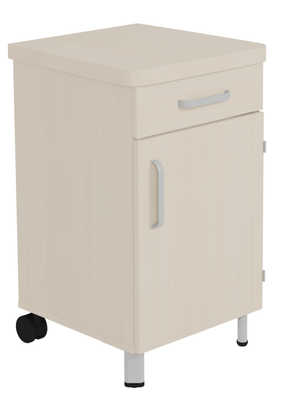 SCOLAIRE - Se Reposer - Chevet DANAÉ SIGNATURE 2 roues 1 tiroir/porte frigo méla. pièt.époxy - L51xP49xH82 cm - Gris RAL 9006