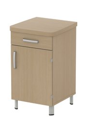 SCOLAIRE - Se Reposer - Chevet DANAÉ SIGNATURE 1 tiroir 1 porte/frigo mélaminé pièt. époxy - L51xP49xH82 cm - Gris RAL 9006