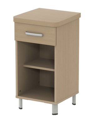 SCOLAIRE - Se Reposer - Chevet DANAÉ SIGNATURE 1 tiroir mélaminé piètement époxy - L44xP46xH82 cm - Gris RAL 9006