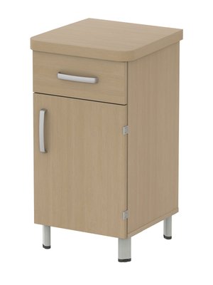 SCOLAIRE - Se Reposer - Chevet DANAÉ SIGNATURE 1 tiroir 1 porte mélaminé piètement époxy - L44xP46xH82 cm - Gris RAL 9006