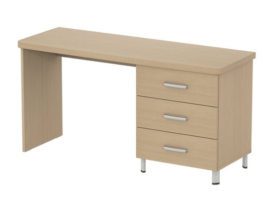 SCOLAIRE - Se Reposer - Bureau DANAÉ SIGNATURE avec 3 tiroirs mélaminé piètement époxy - L154xP54xH78 cm - Gris alu RAL 9006
