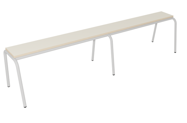SCOLAIRE - Decouvrir - Banc MOLY MDF mélaminé ép.19 mm chant vernis piètement époxy - L200 cm - T1 - Ivoire