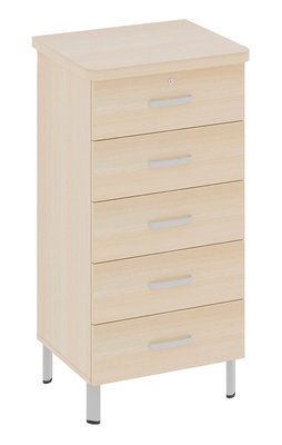 SCOLAIRE - Se Reposer - Chiffonier DANAÉ SIGNATURE 5 tiroirs mélaminé piètement époxy - L64xP54xH120 cm - Gris alu RAL 9006