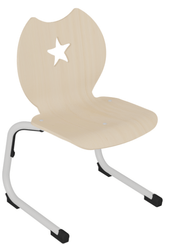 SCOLAIRE - Decouvrir - Chaise GIPSY II coque Étoile bois teinté piètement aluminium époxy - T1