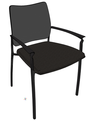 FAUTEUILS/POUFS - 4 pieds - Fauteuil 4 pieds OMNIA, assise tissu BONDAI coloris noir, dos résille coloris noir, structure coloris noir