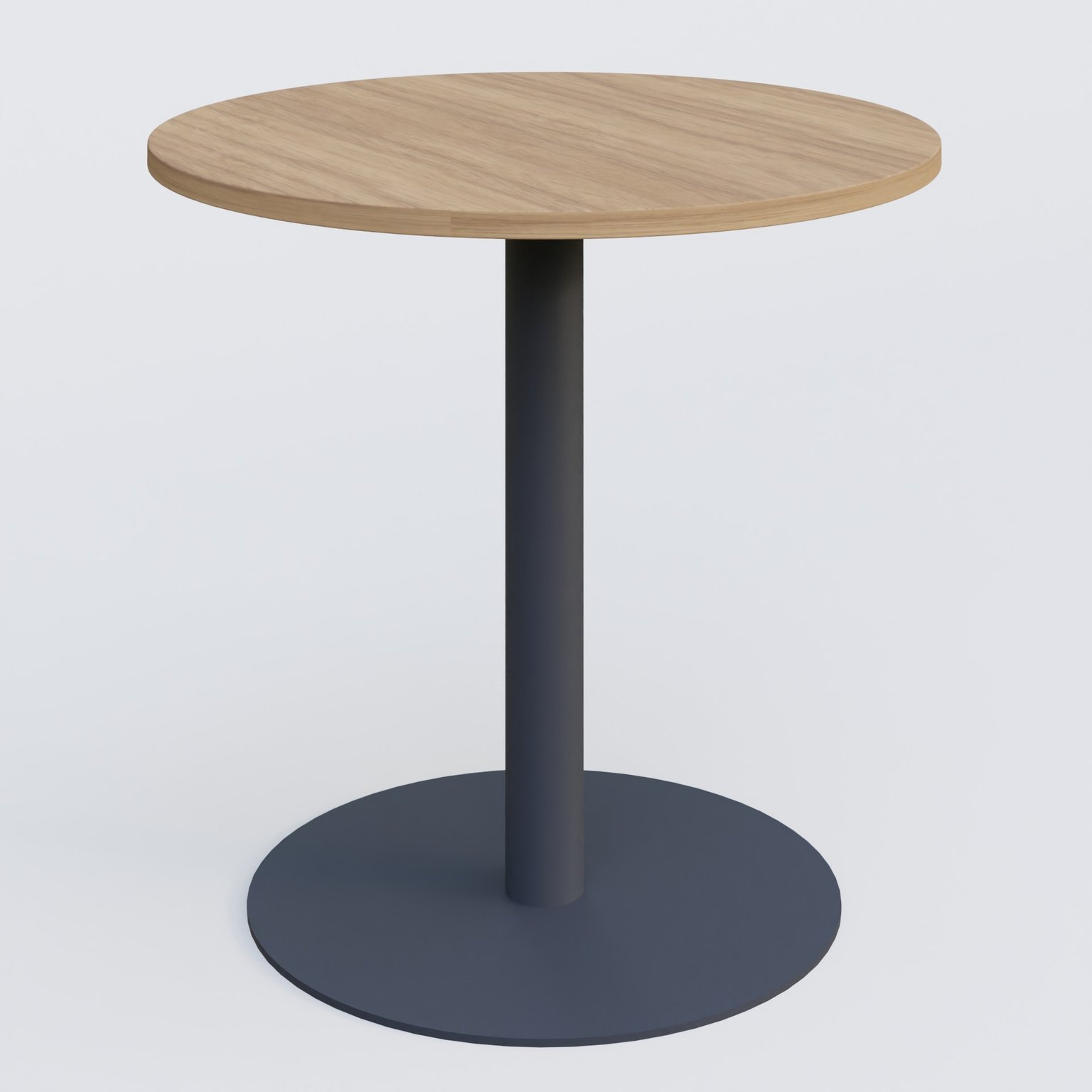 Table de réunion pietement colonne plateau D 80 cm. Plateau Noyer et pietement Anthracite.