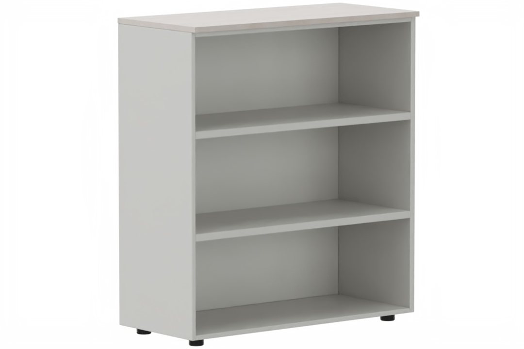 Armoire mélamine H102xL100cm sans portes, Finitions =Top de finition : Acacia / Corps d'armoire et tablettes: Aluminium
