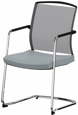 VISITEURS ET FONCTIONNELS - Luge - Dandy - Chaise piétement luge chrome (CH).Assise tissu Bondai Gris Clair (8078)