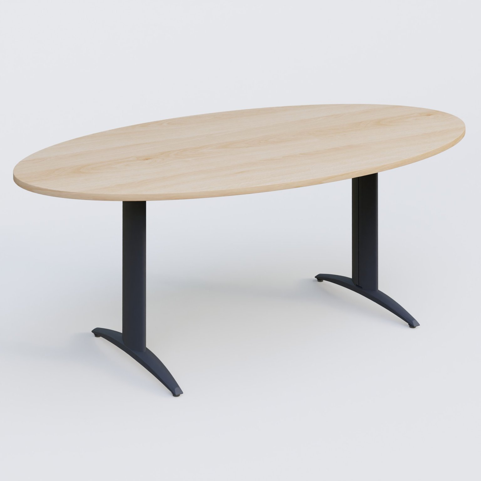 Table de réunion pietement K2 plateau 200-110 cm. Plateau Hêtre et pietement Anthracite.