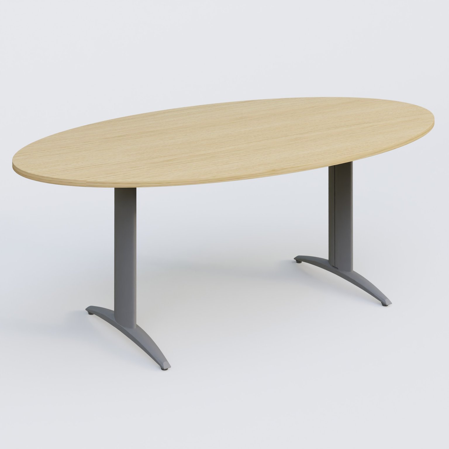 Table de réunion pietement K2 plateau 200-110 cm. Plateau Chêne clair et pietement Aluminium.