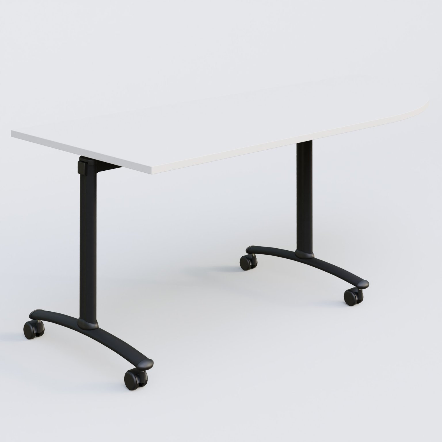 Module d'angle 90° Droite gamme Arca 200-80 cm. Plateau Blanc et pietement Noir.