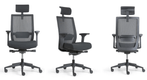 Fauteuil ergonomique ENZO - ergonomique pouvant aller jusqu'à 130kg - Avec soutien lombaire, tension de basculement, translation d'assise, accoudoirs 3D, Dossier résille. Mécanisme synchrone. Assise Tissu Noir