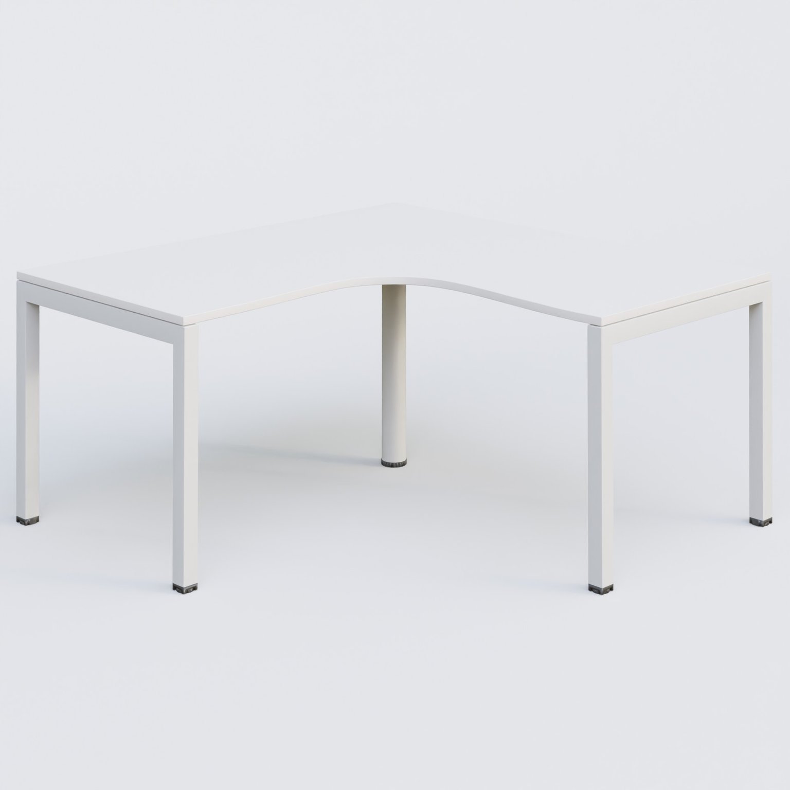 Bureau compact L 160/160 P 80/80 gamme K3. Plateau Blanc et pietement Blanc.