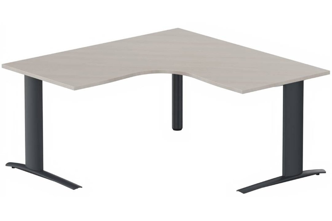 Bureau 90° symétrique, 160x160/80cm, Acacia/Anthracite