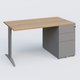 K2 Plateau droit 140x80 avec caisson métalique sous le plateau. Plateau Noyer et pietement Aluminium