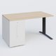 K1 Plateau droit 140x80 avec tour de rangement sous plateau à gauche. Plateau Hêtre et pietement Anthracite
