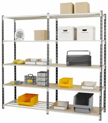 [Pas de famille] - [Pas de sous famille] - BETA élément suivant 7 tablettes H.250xL.125xP.36,6cm, échelles coloris anthracite et tablettes gris clair