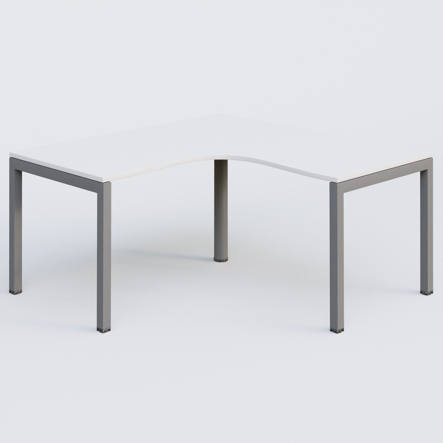 Bureau compact L 160/160 P 80/80 gamme K3. Plateau Blanc et pietement Aluminium.