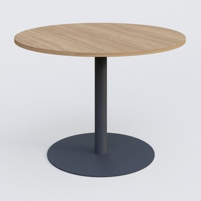 TABLES DE REUNION - Ronde - Table ronde diametre 100 cm avec pieds colonne centrale. Plateau Noyer et pietement Anthracite