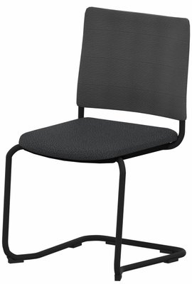 VISITEURS ET FONCTIONNELS - Luge - ZEN mesh visiteur - Chaise Piétement luge laqué noir (A).Assise tissu et dossier résille Lucia Gris foncé YBP (YBP)