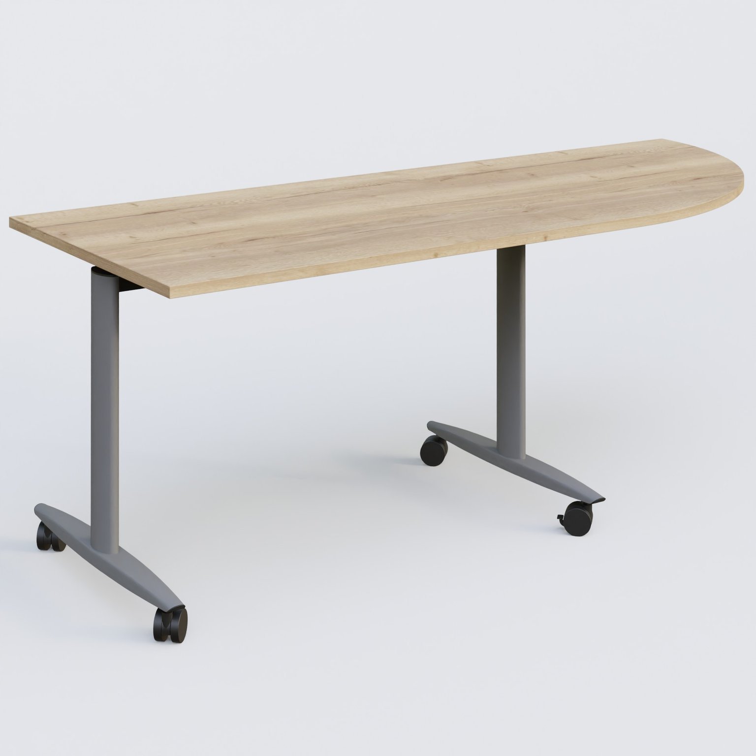Module d'angle 90° pour table abattante gamme Design 200-80 cm à droite. Plateau Chêne naturel et pietement Aluminium.