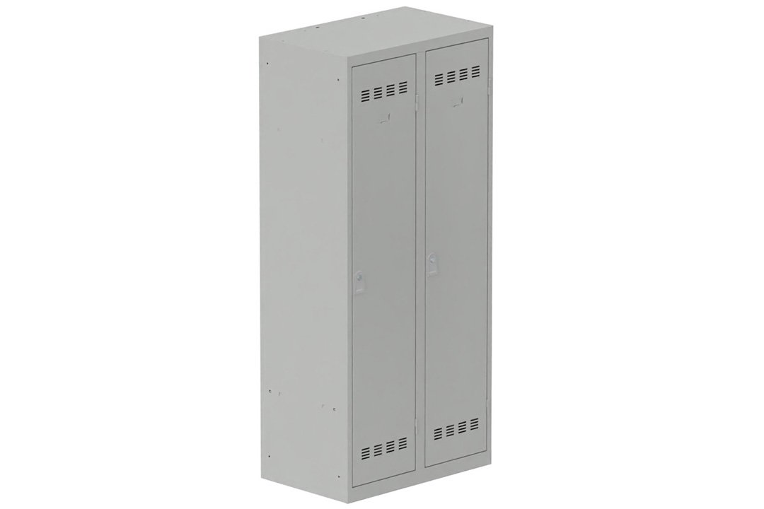 Vestiaire industrie salissante 2 portes (serrure 2 clés) H180xL80xP50cm coffre gris clair/ porte(s) gris clair