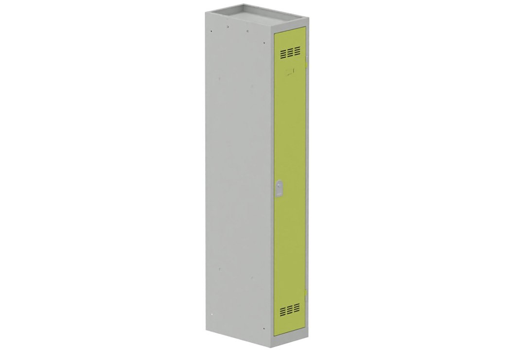 Vestiaire industrie propre 1 porte (serrure 2 clés) H180xL30xP50cm coffre gris clair/ porte(s) anis