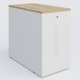 Tour de rangement hauteur de bureau 72 cm position à gauche. Caisson Chêne naturel et top de finition Blanc.