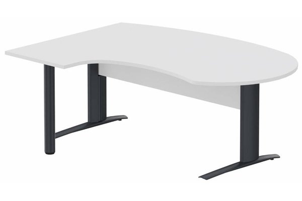 Gamme K1 - Plans compacts - K1 VDF bois compact 90° manager 190x141x104x60cm sur pied de soutien, plateau blanc, structure anthracite
