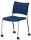 ZEN tissu visiteur - Chaise piétement 4 pieds sur roulettes laqué noir (A).Assise et dossier tissu Bondai Bleu (6016)