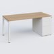 K3 Plateau droit 180x80 avec caisson métalique sous le plateau. Plateau Noyer et pietement Blanc