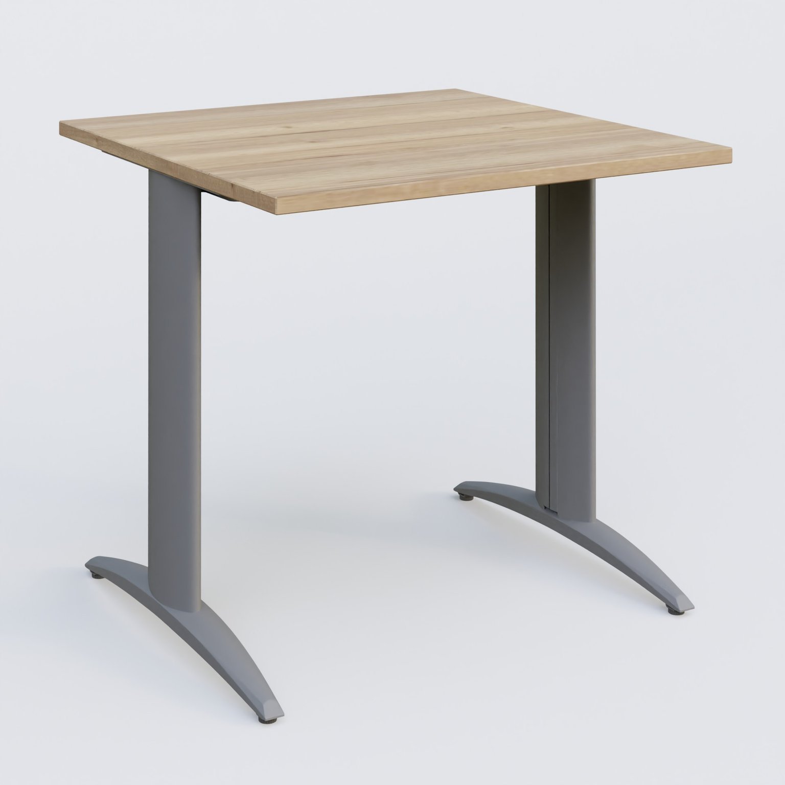 K2 Plateau droit 80x80 pieds fixe. Plateau Chêne naturel et pietement Aluminium.