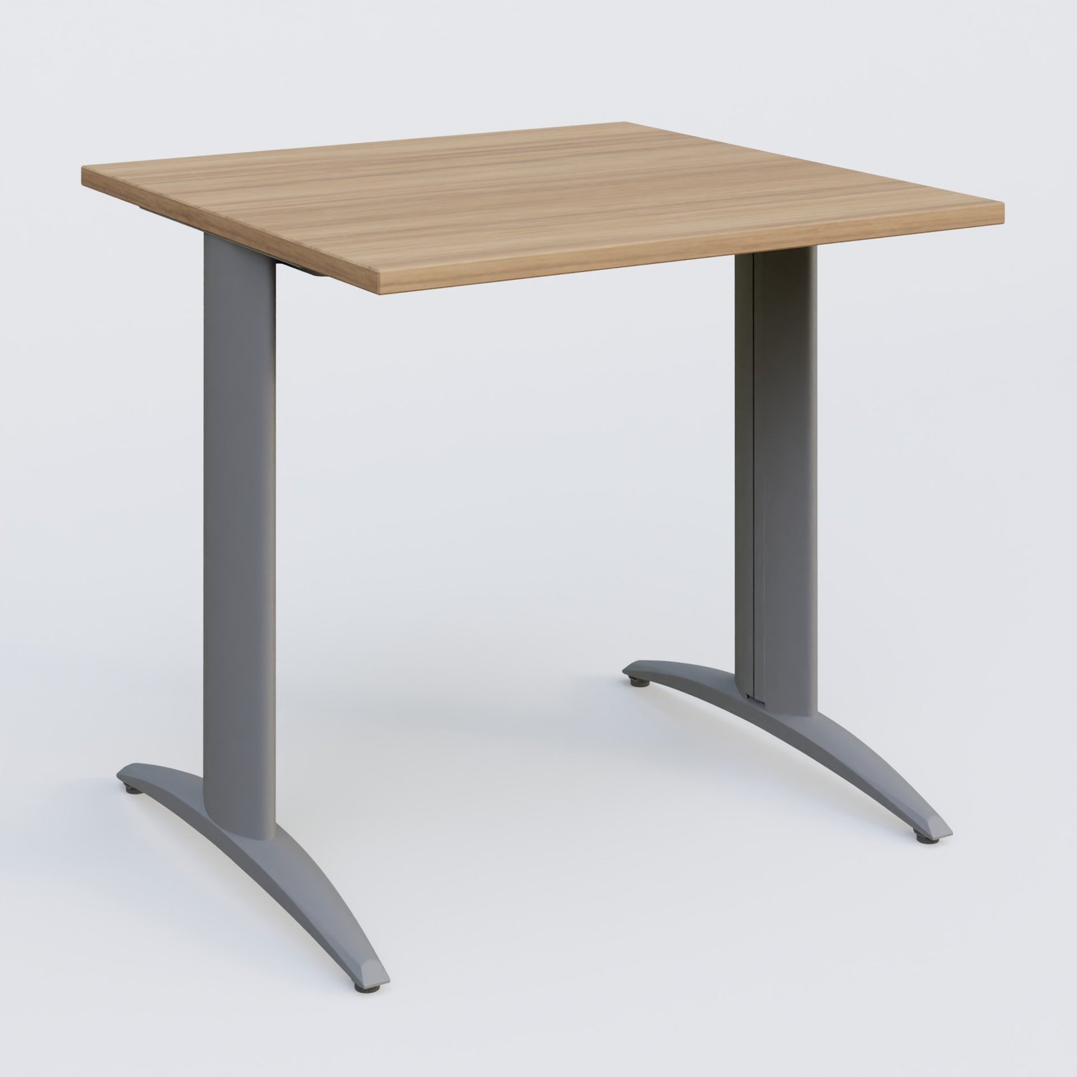 K2 Plateau droit 80x80 pieds fixe. Plateau Noyer et pietement Aluminium.