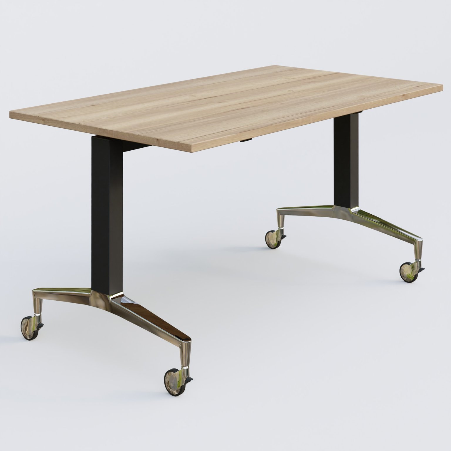 Module droit de la gamme LEM 140-80 cm. Plateau Chêne naturel et pietement Noir/Chrome.