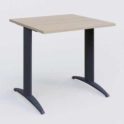 Gamme K2 - Plans droits - K2 Plateau droit 80x80 pieds fixe. Plateau Acacia et pietement Anthracite.