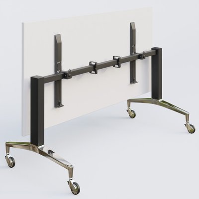 [Pas de famille] - [Pas de sous famille] - Module droit de la gamme LEM 120-80 cm. Plateau Blanc et pietement Noir/Chrome.