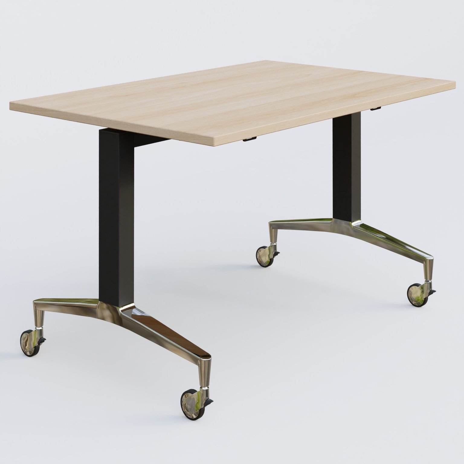 Module droit de la gamme LEM 120-80 cm. Plateau Hêtre et pietement Noir/Chrome.