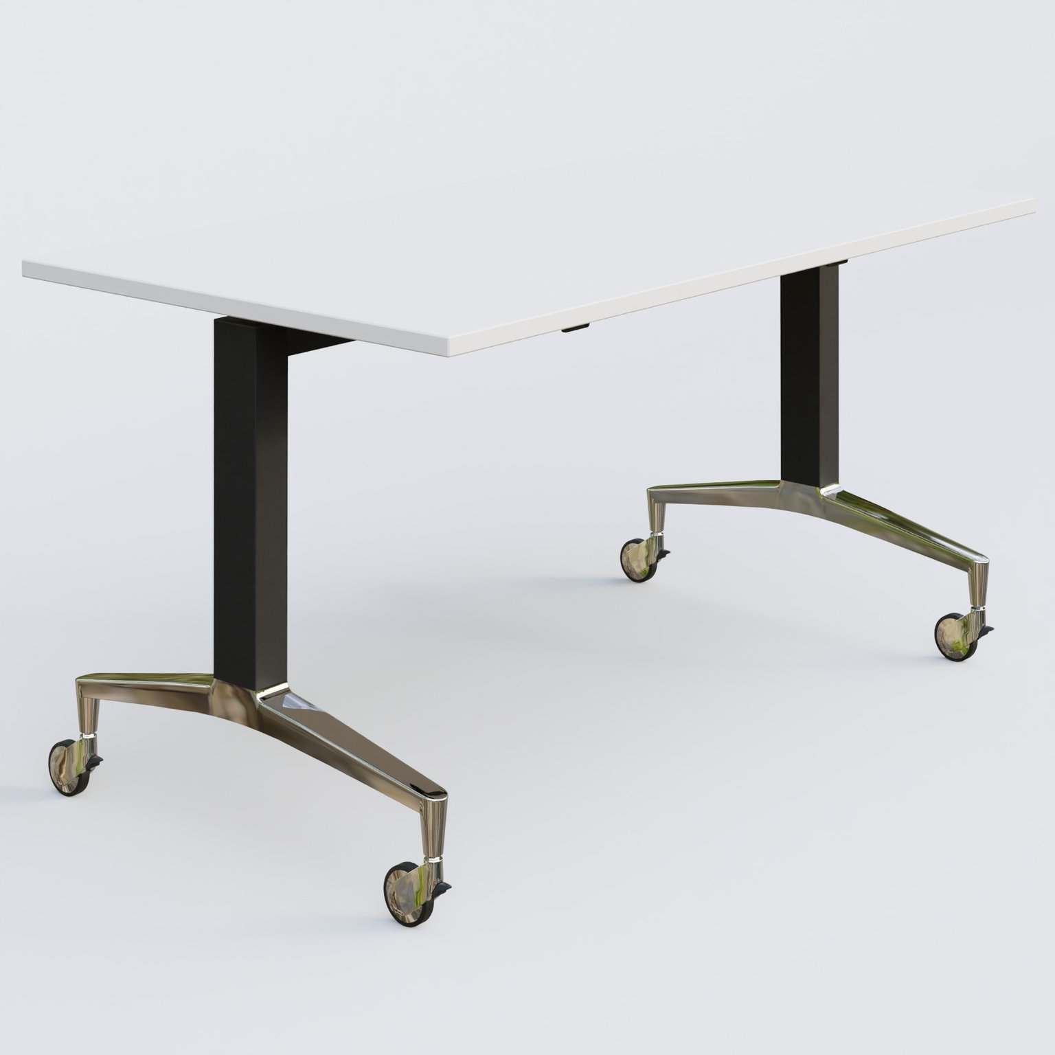 Module droit de la gamme LEM 140-80 cm. Plateau Blanc et pietement Noir/Chrome.