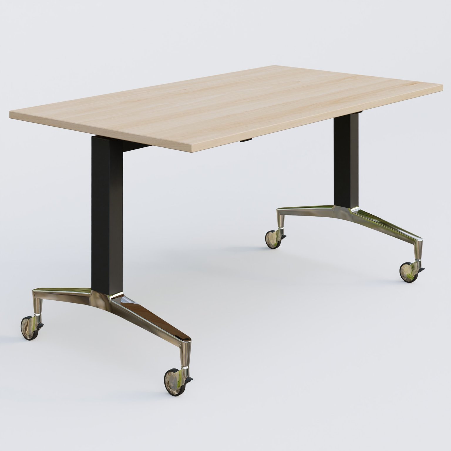 Module droit de la gamme LEM 140-80 cm. Plateau Hêtre et pietement Noir/Chrome.
