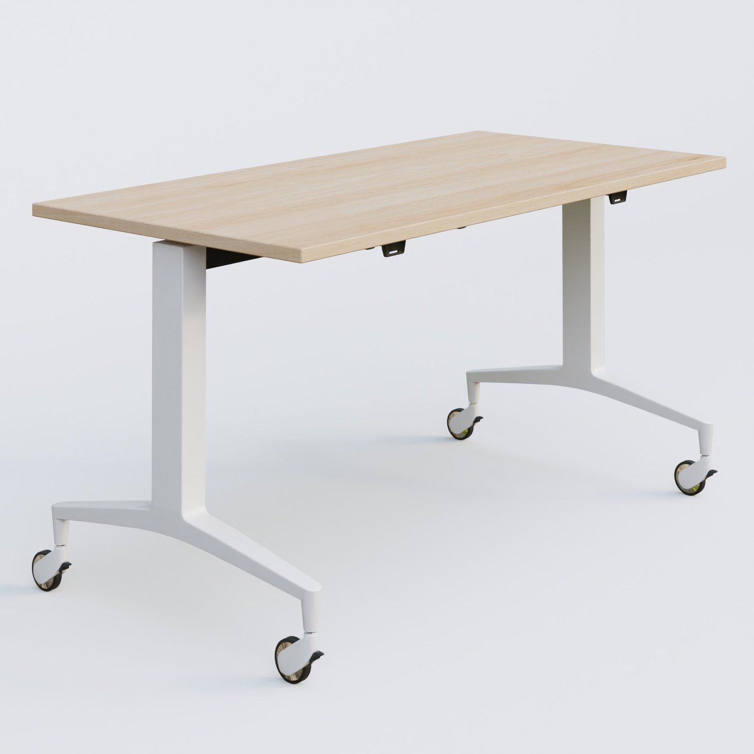 Module droit de la gamme LEM 140-70 cm. Plateau Hêtre et pietement Blanc.