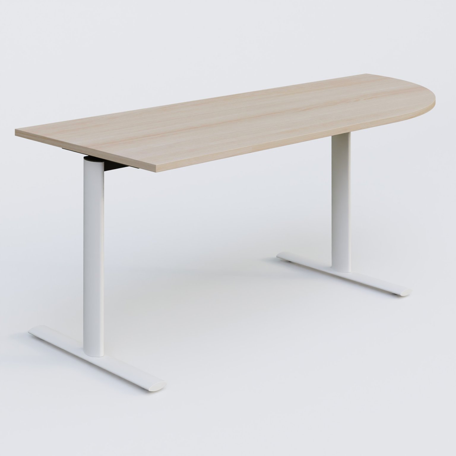 Module d'angle 90° intégré à droite, gamme Pure 200-80 cm. Plateau Acacia et pietement Blanc.