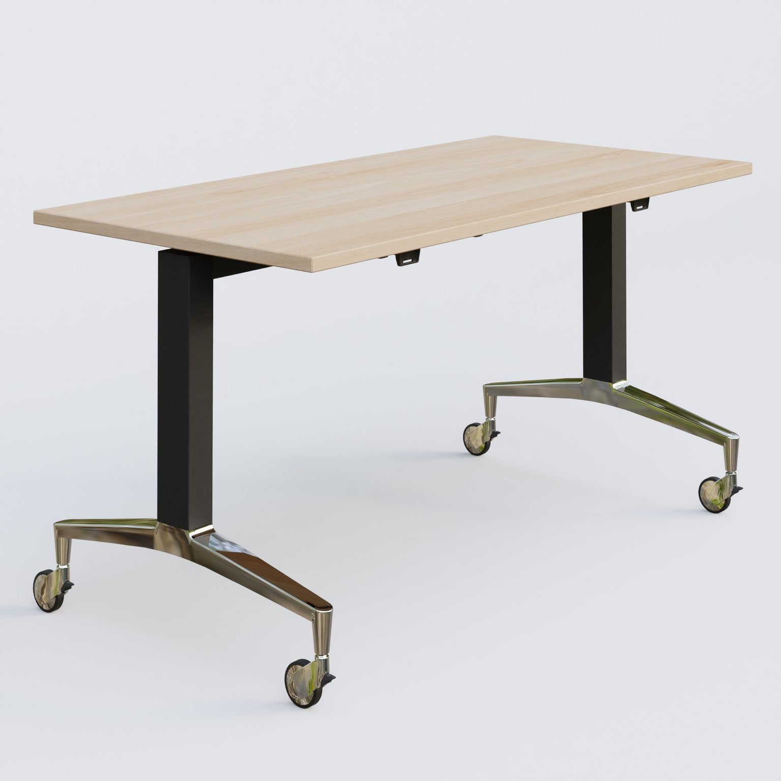 Module droit de la gamme LEM 140-70 cm. Plateau Hêtre et pietement Noir/Chrome.