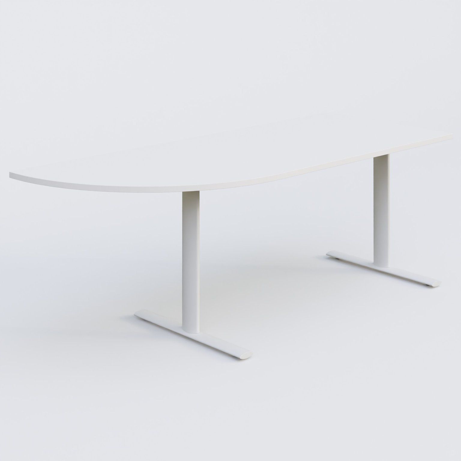 Module d'angle 90° intégré à gauche, gamme Pure 200-80 cm. Plateau Blanc et pietement Blanc.